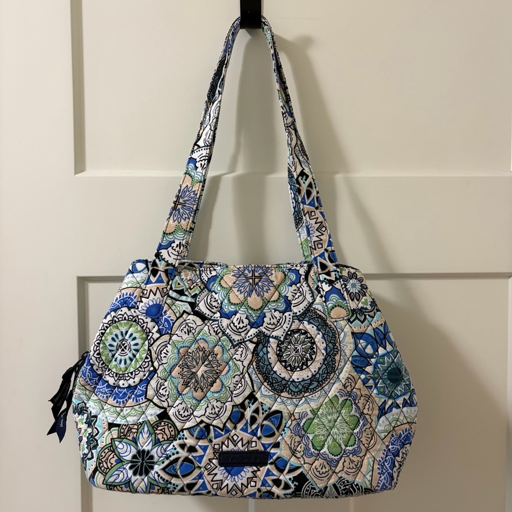 Vera Bradley Triple Compartment Floral Tote Bag - Multicolor, Blue White